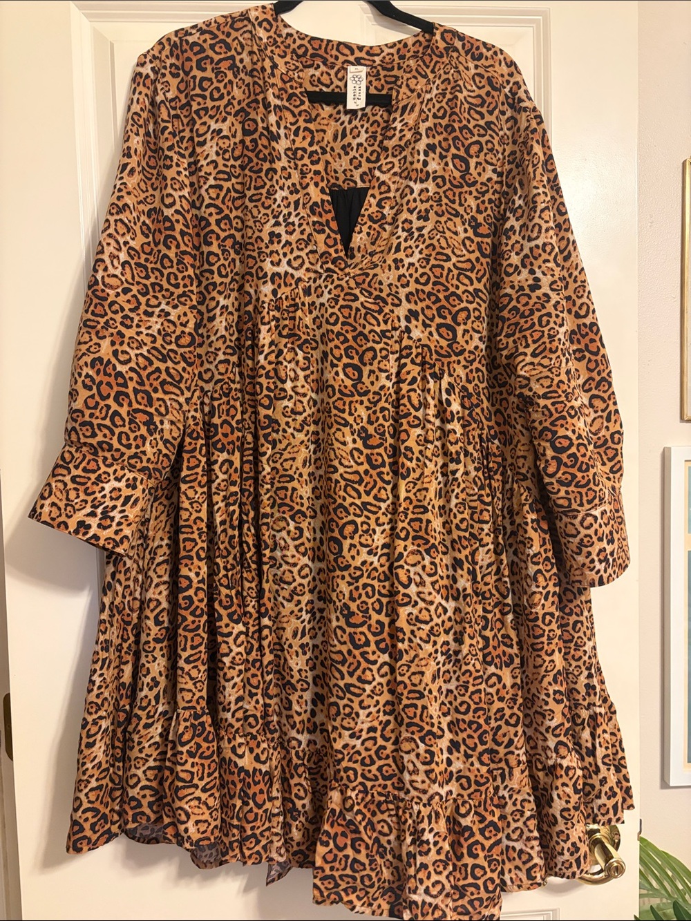 Uncle Frank Leopard Print Mini Dress in Tan & Black